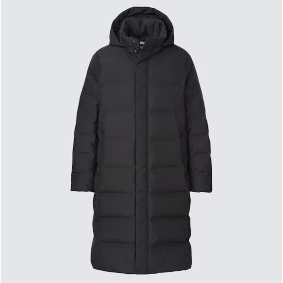 UNIQLO Sz Medium Mid-length Seamless Down Insulated Puffer Jacket Coat Black - Picture 1 of 10